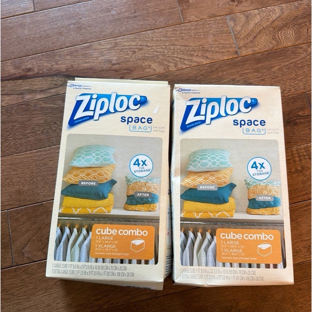 ZIPLOC SPACE BAG CUBE COMBO 1 LARGE & 1 X-LARGE Vacuum Seal NEW (2)